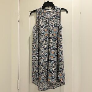 Lush Blue and Orange Patterned Mini Dress